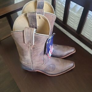 Nocona Tan Brown Distressed Leather Western Cowboy Boots